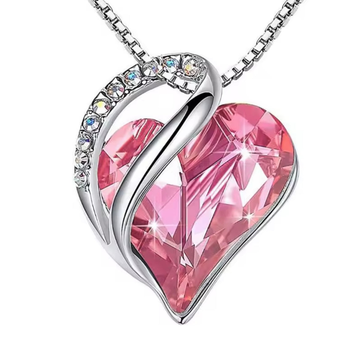 925 Sterling Silver Heart Necklace with Eternal Rose Jewellery Box