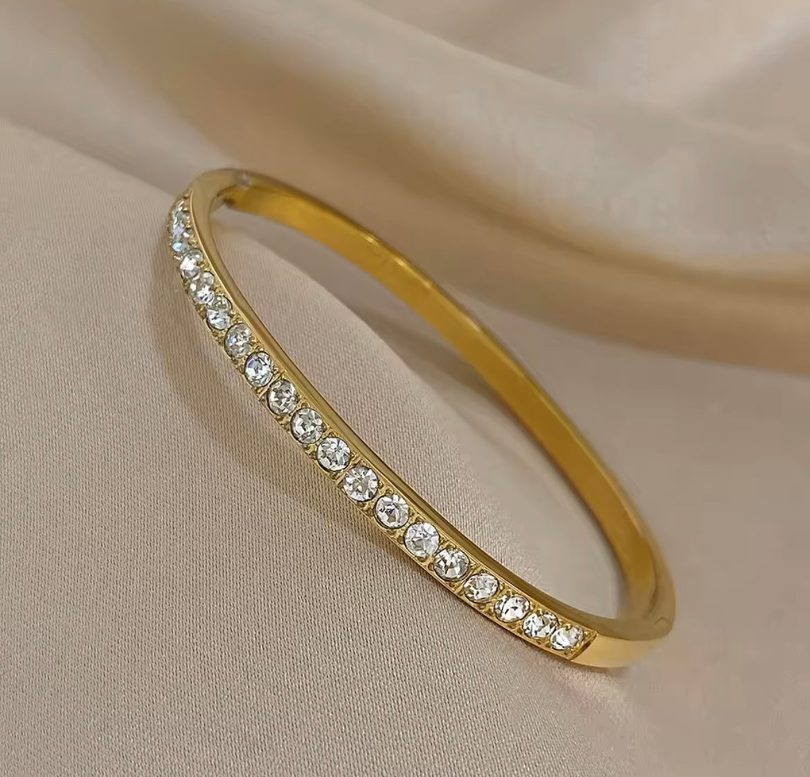 14K Gold zircon bangle