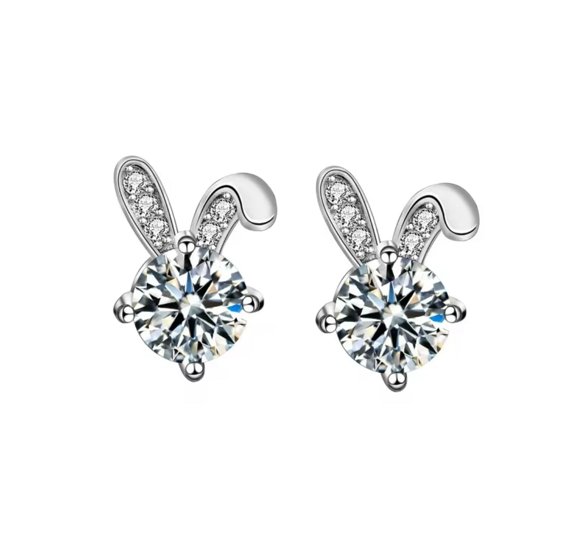 925 Sterling Silver Moissanite rabbit earrings