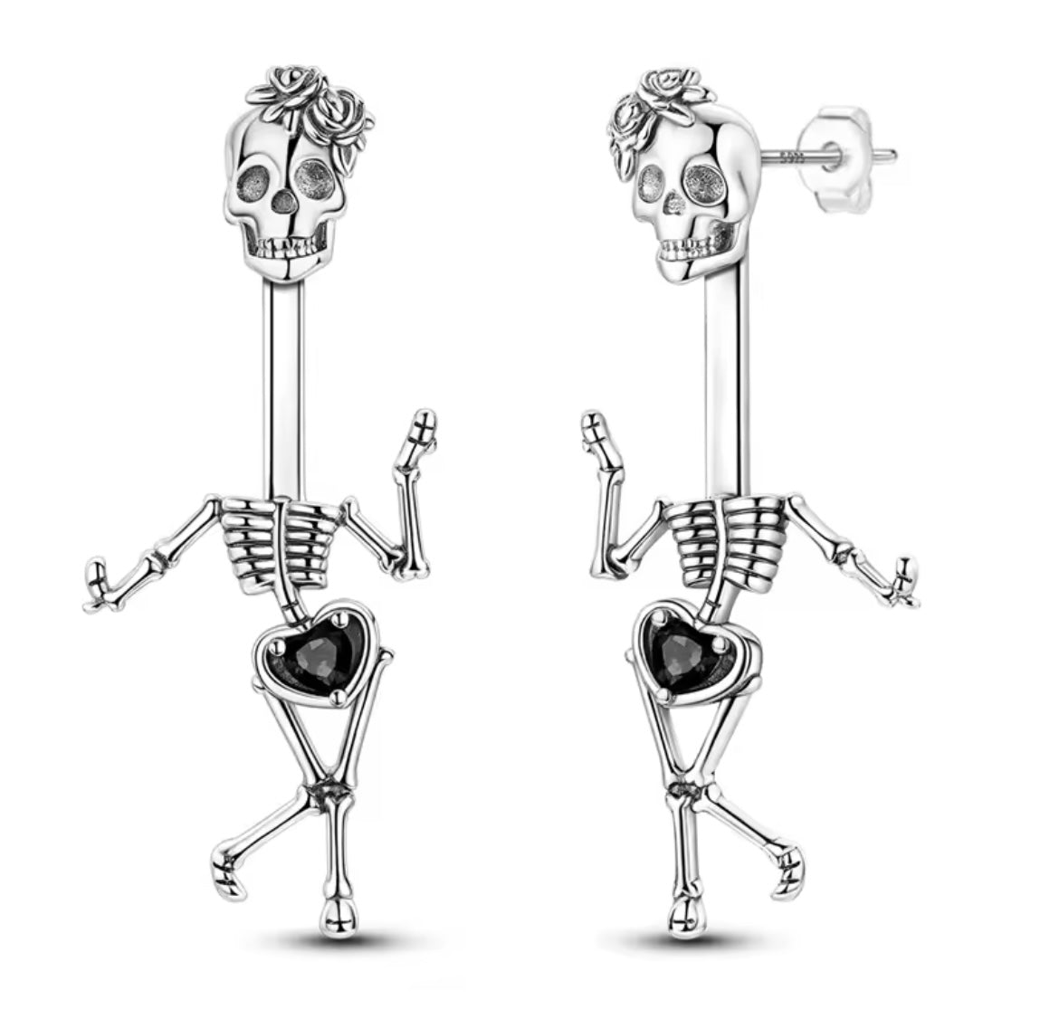 925 Sterling Silver Earrings skeleton drop earrings