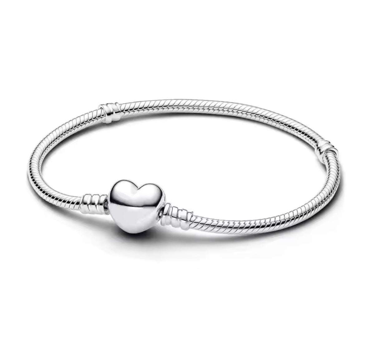 925 Sterling silver heart bead charm bracelet