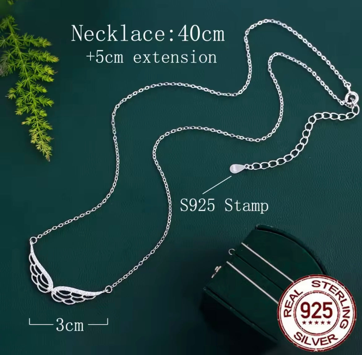 925 Sterling silver angel wing necklace