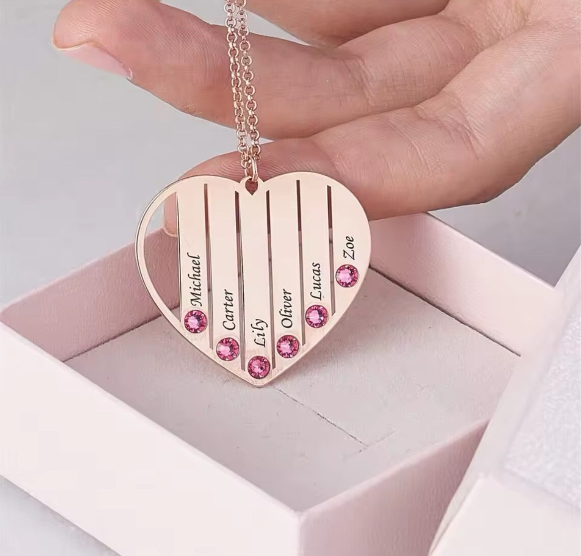 Personalised Family Name Heart Necklace