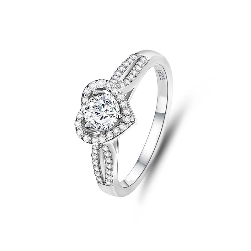 925 Sterling Silver Moissanite Heart Shape Rings