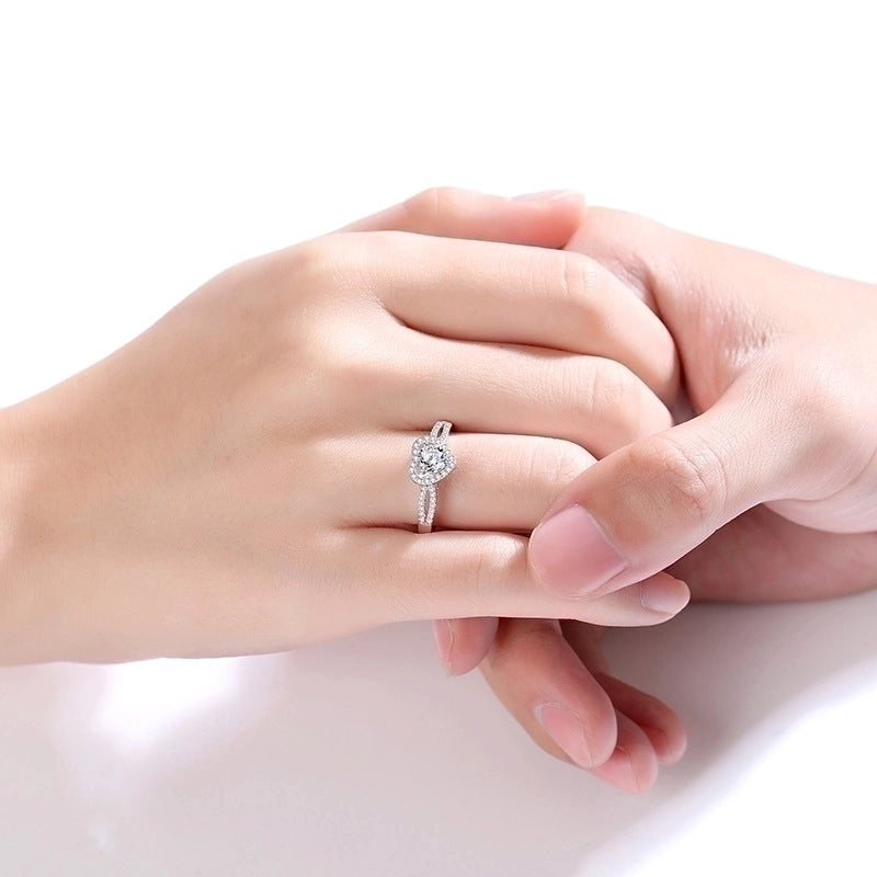 925 Sterling Silver Moissanite Heart Shape Rings