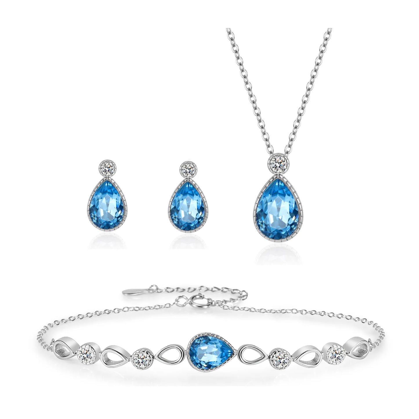 Sterling Silver S925 Mermaid Tears Jewellery Suit Water Drop Jewelry Se