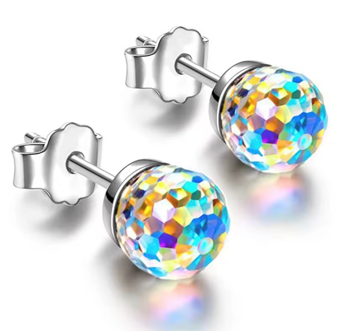 925 Sterling Silver Disco Ball Crystal earrings