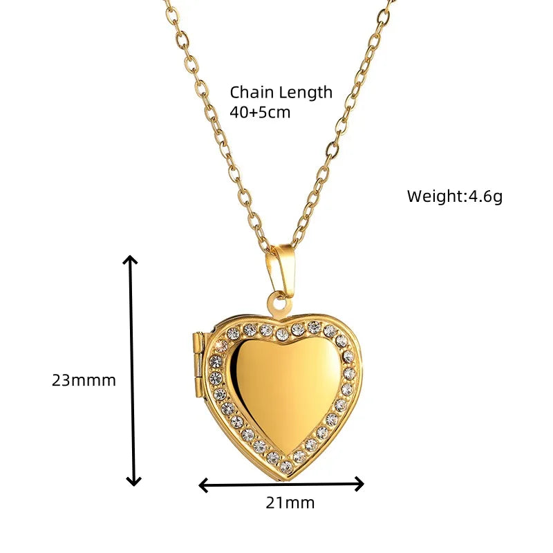 18K Gold Plated heart Locket Necklace