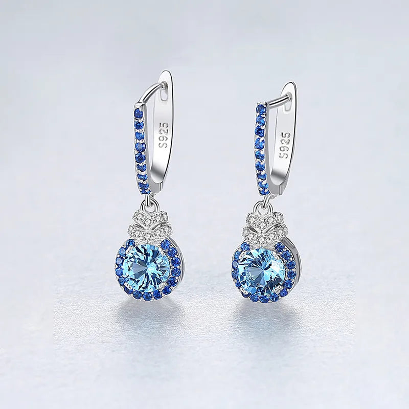 Shiny Zircon White Gold Plated Rhodium Plated Earrings Necklace Jewellery Set