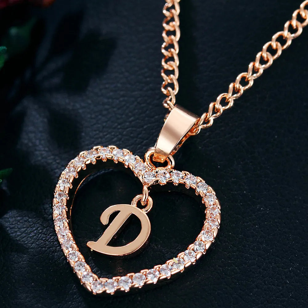 Letter Necklace Zircon Love Pendant Necklace Jewellery