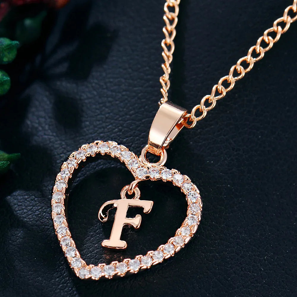 Letter Necklace Zircon Love Pendant Necklace Jewellery