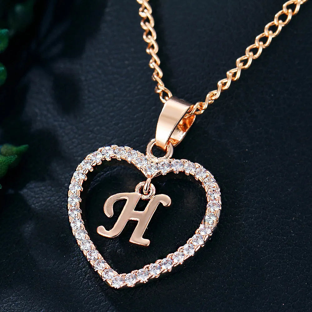 Letter Necklace Zircon Love Pendant Necklace Jewellery