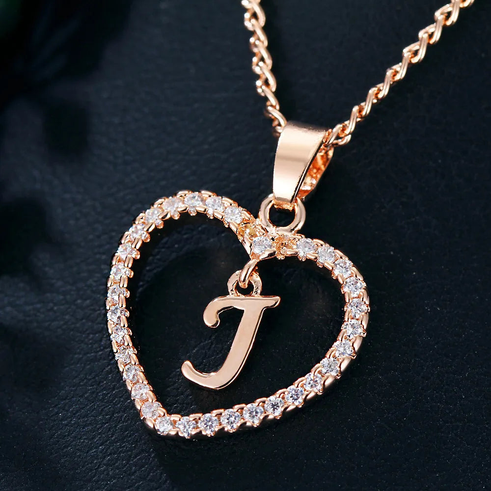 Letter Necklace Zircon Love Pendant Necklace Jewellery