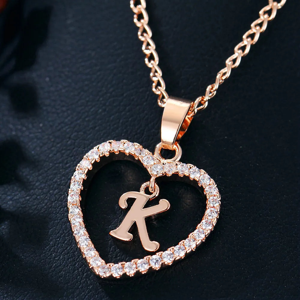 Letter Necklace Zircon Love Pendant Necklace Jewellery
