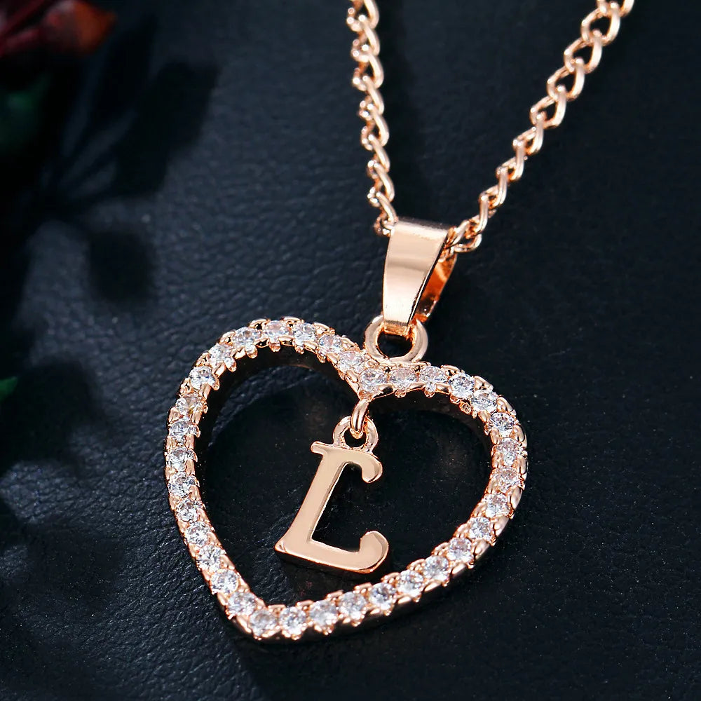 Letter Necklace Zircon Love Pendant Necklace Jewellery