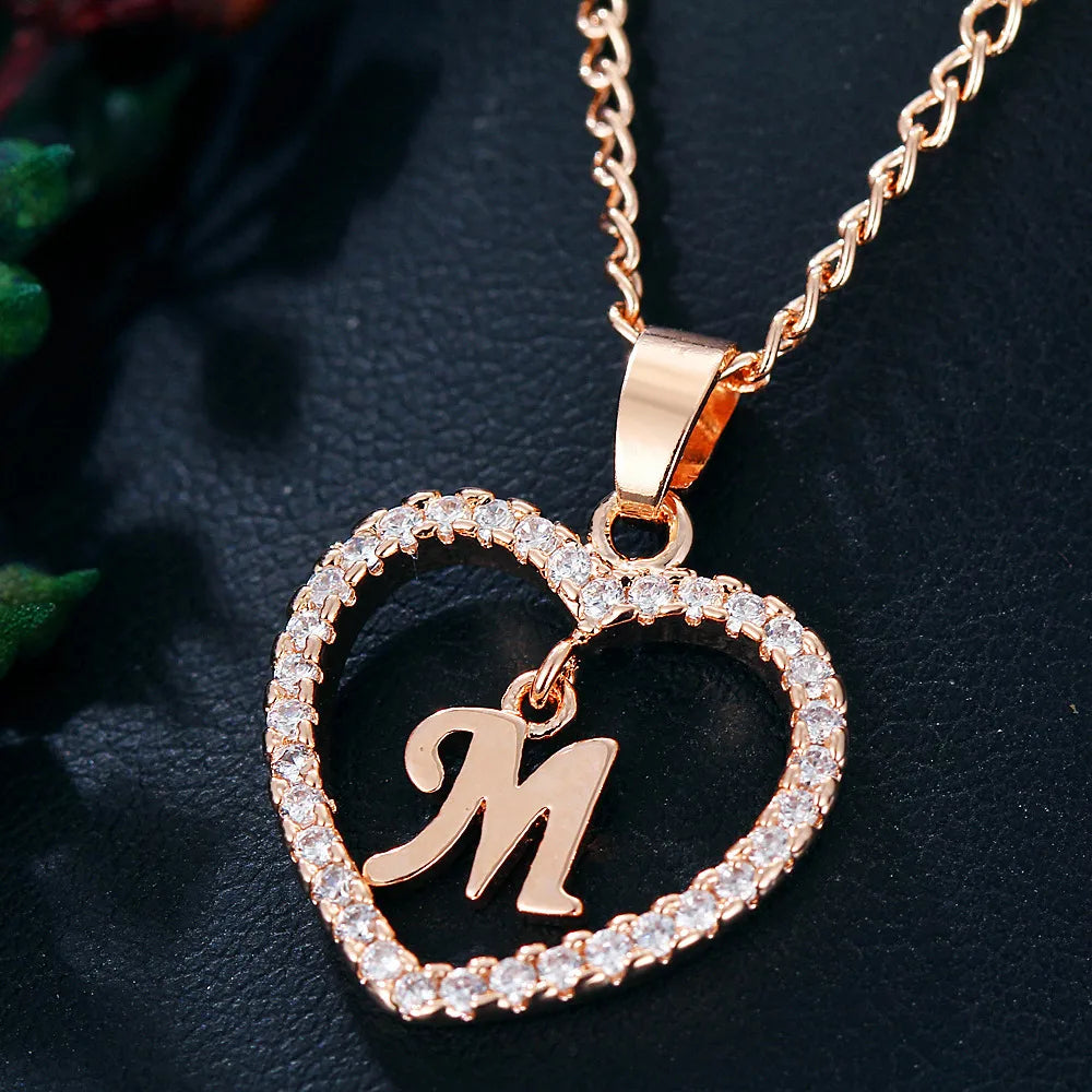 Letter Necklace Zircon Love Pendant Necklace Jewellery