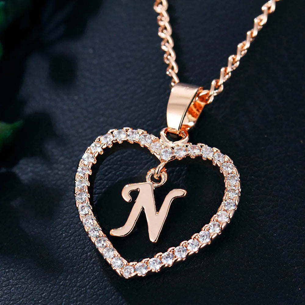 Letter Necklace Zircon Love Pendant Necklace Jewellery
