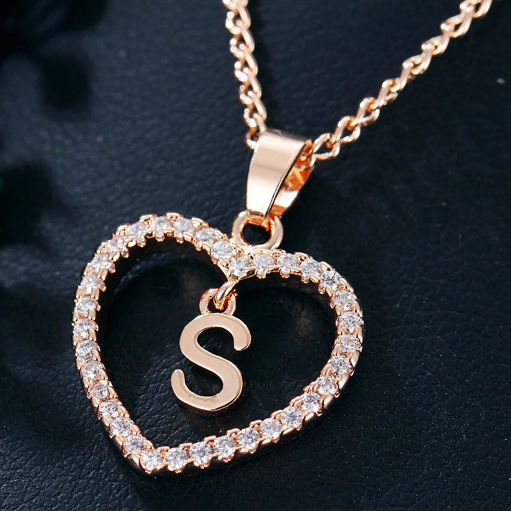 Letter Necklace Zircon Love Pendant Necklace Jewellery