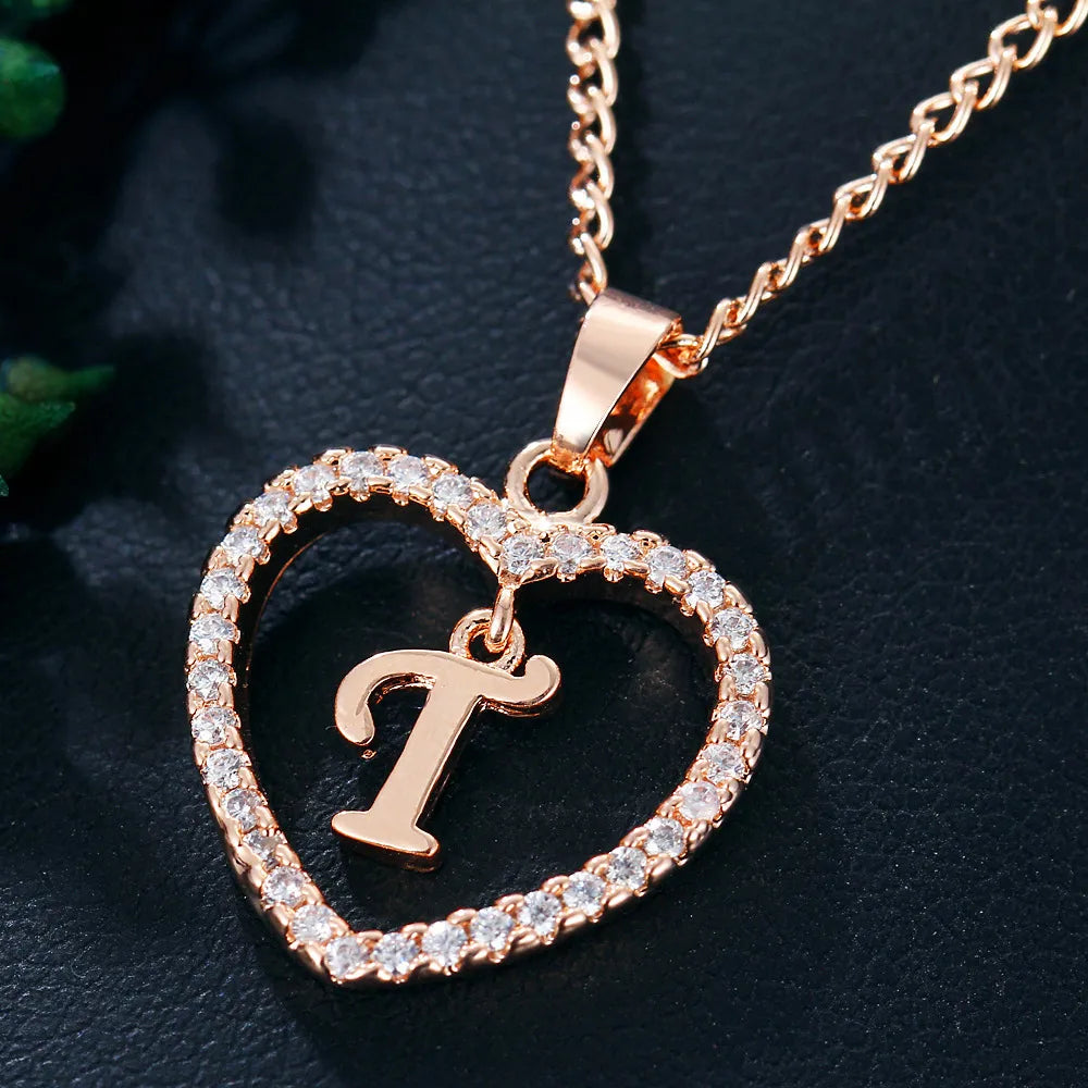 Letter Necklace Zircon Love Pendant Necklace Jewellery