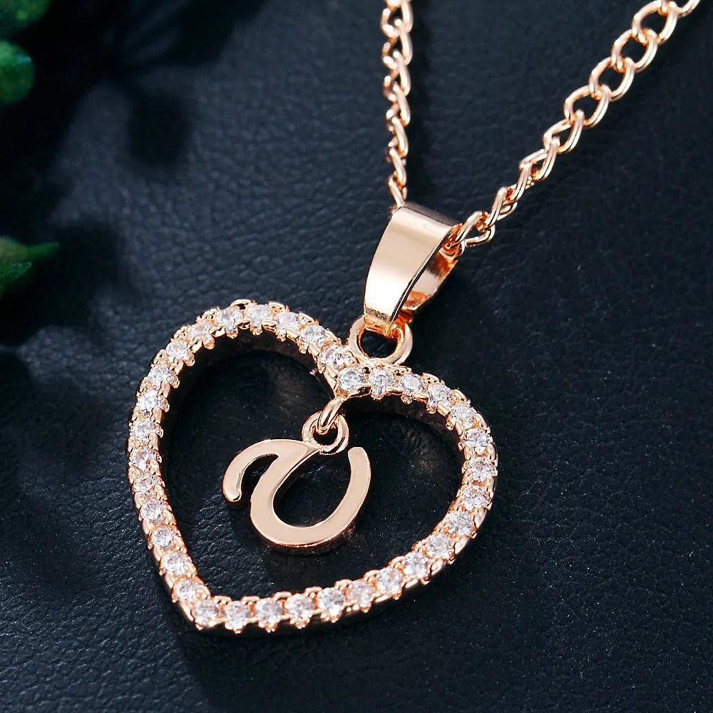 Letter Necklace Zircon Love Pendant Necklace Jewellery