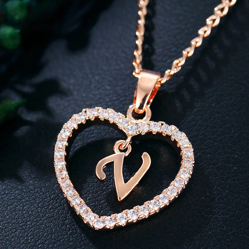 Letter Necklace Zircon Love Pendant Necklace Jewellery