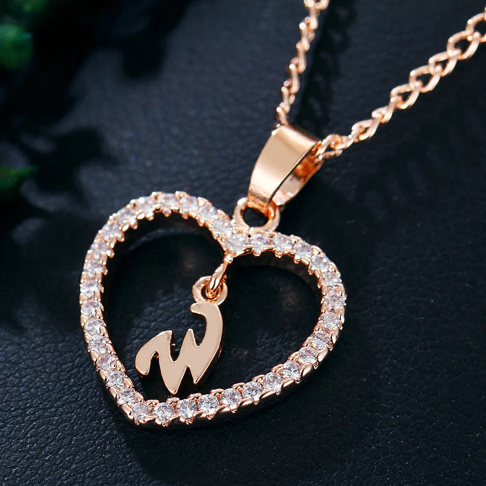 Letter Necklace Zircon Love Pendant Necklace Jewellery