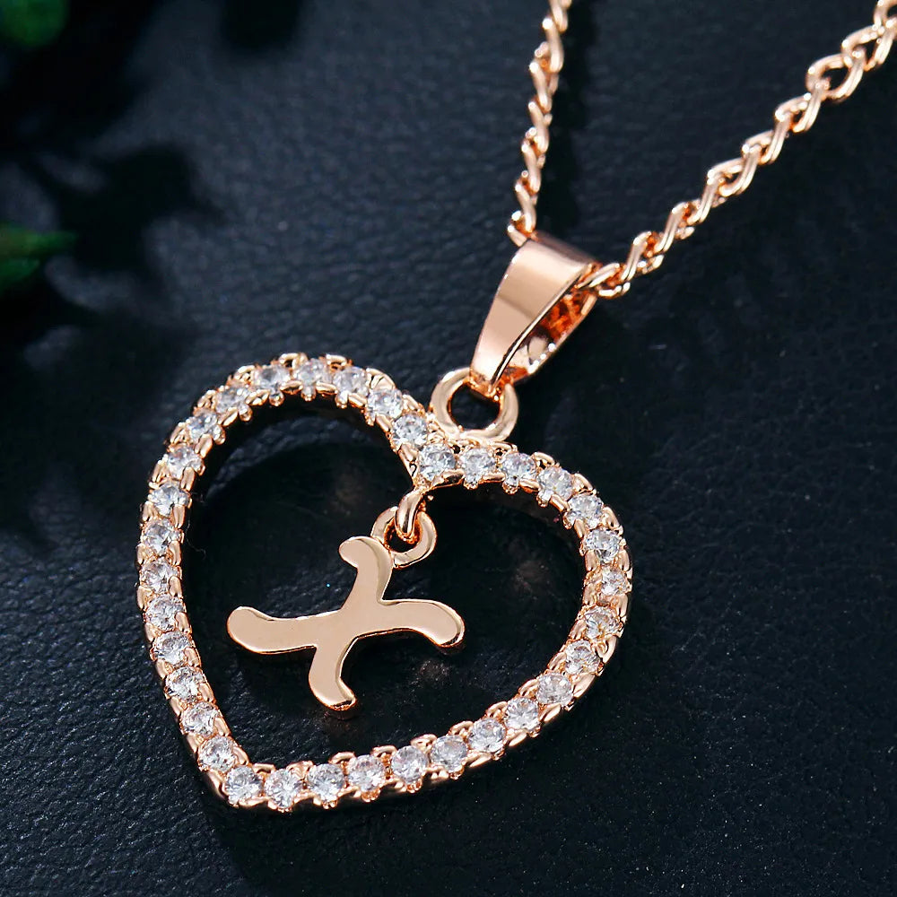 Letter Necklace Zircon Love Pendant Necklace Jewellery