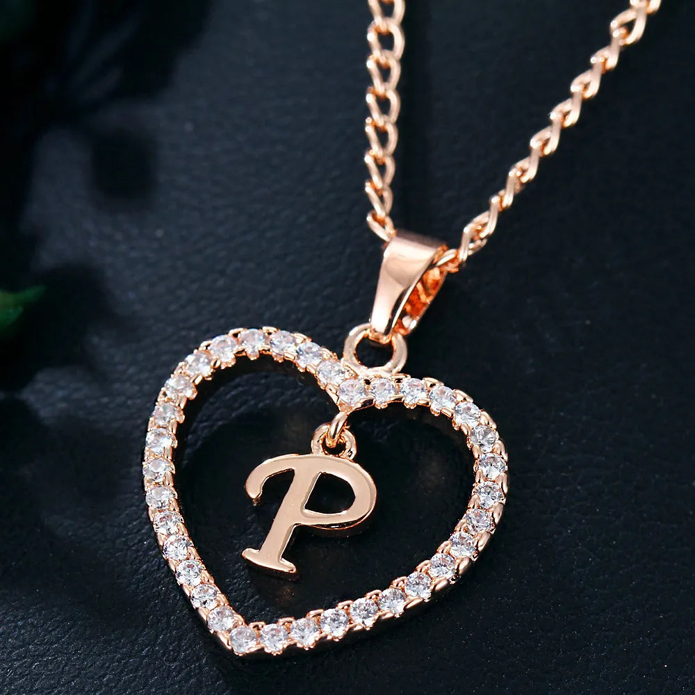 Letter Necklace Zircon Love Pendant Necklace Jewellery