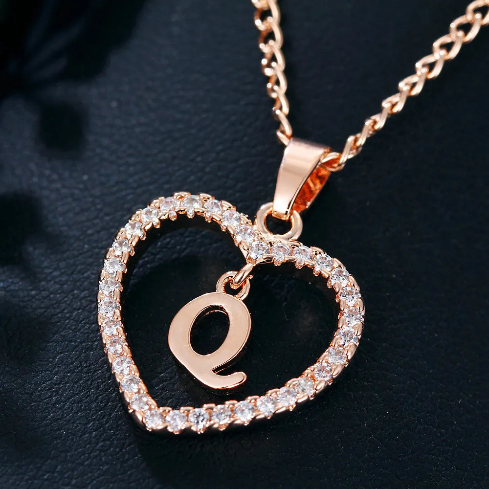Letter Necklace Zircon Love Pendant Necklace Jewellery