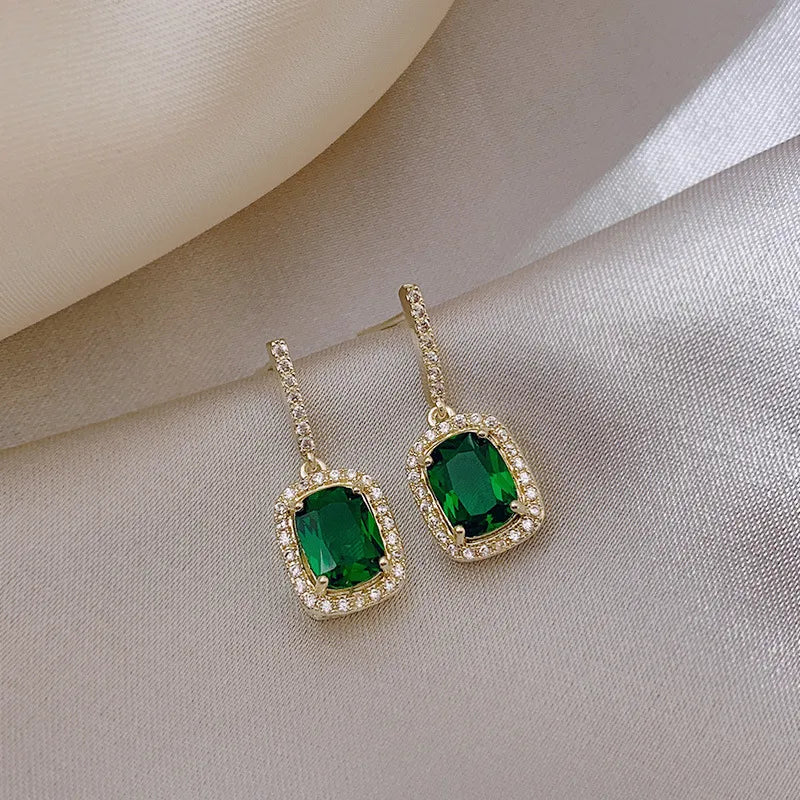 Green Gemstones Drop Earrings