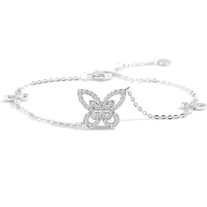 White gold plated butterfly bracelet