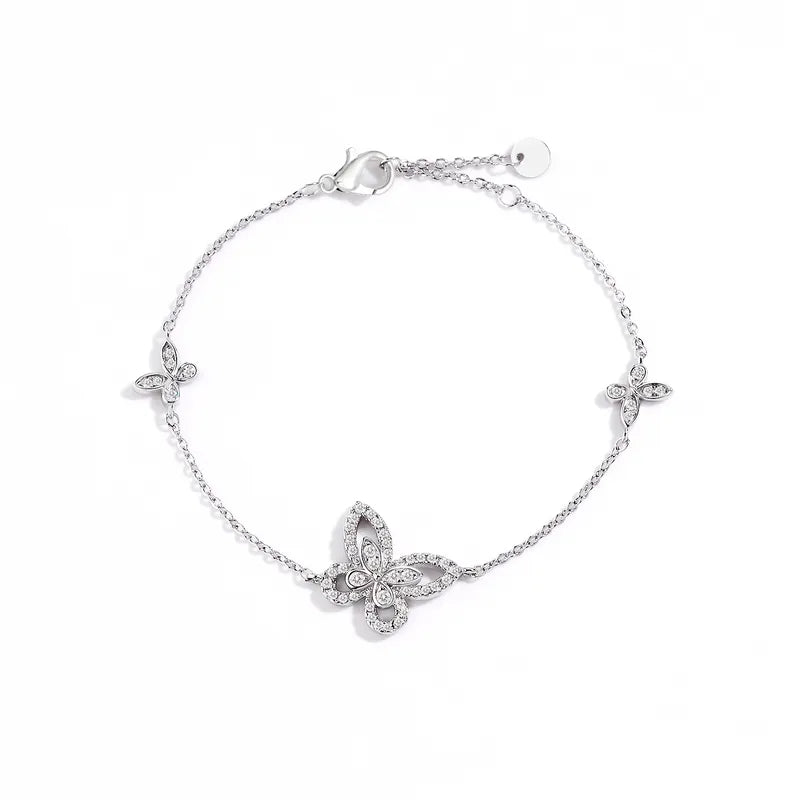 White gold plated butterfly bracelet