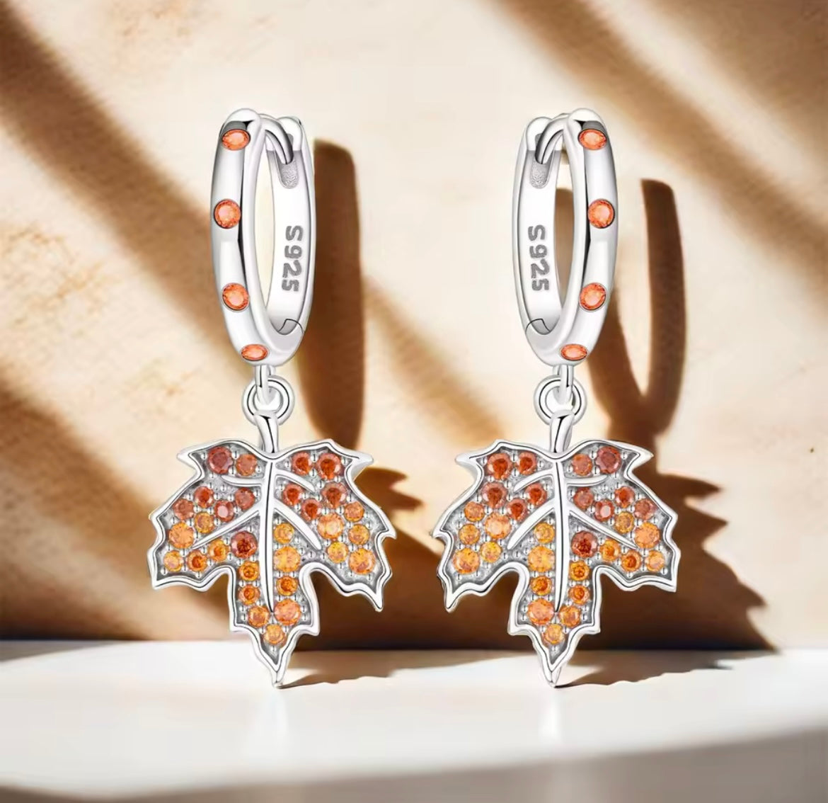 925 Sterling silver leaf earrings