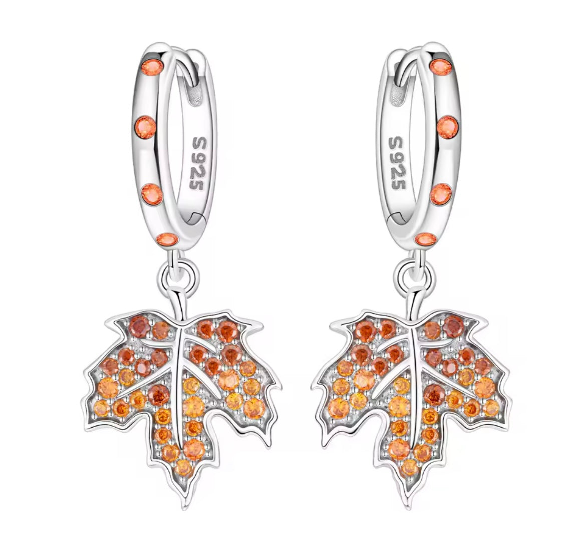 925 Sterling silver leaf earrings