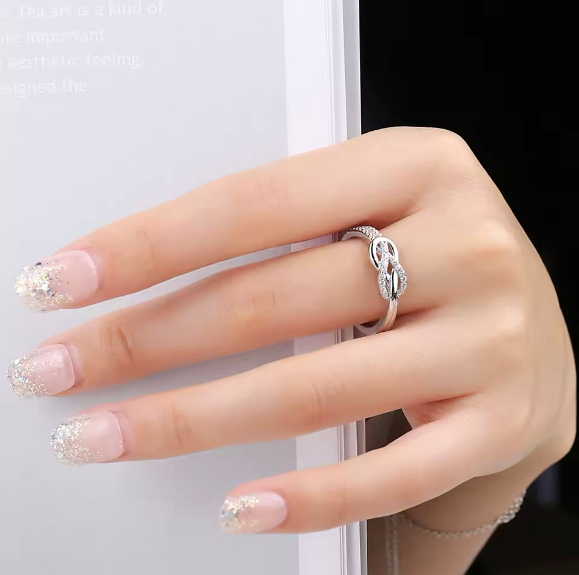 925 Sterling Silver Infinity Love Knot ring