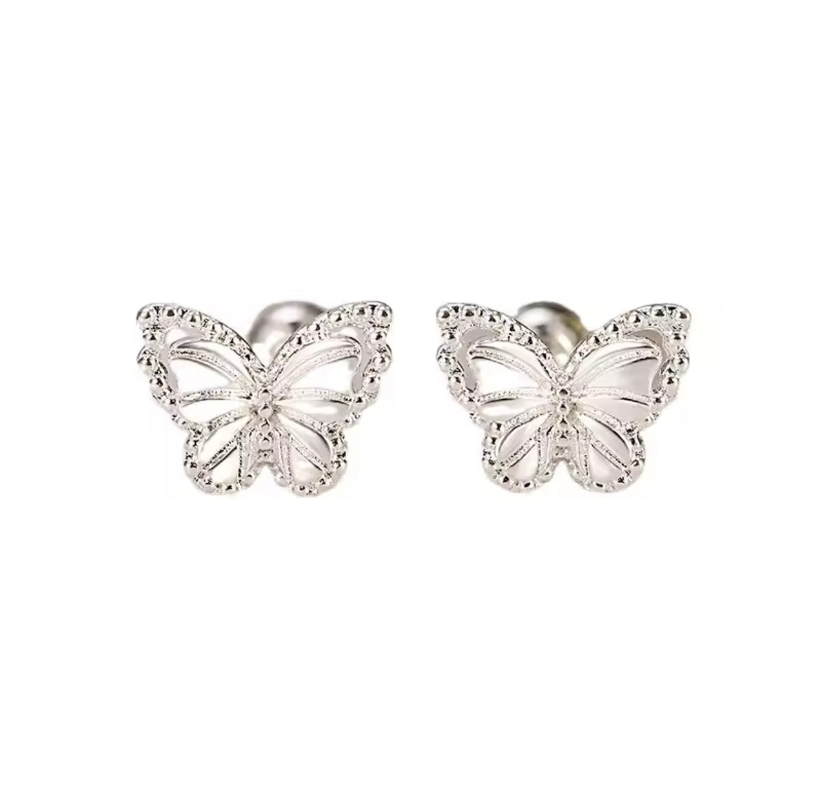 925 Sterling silver butterfly screw stud earrings