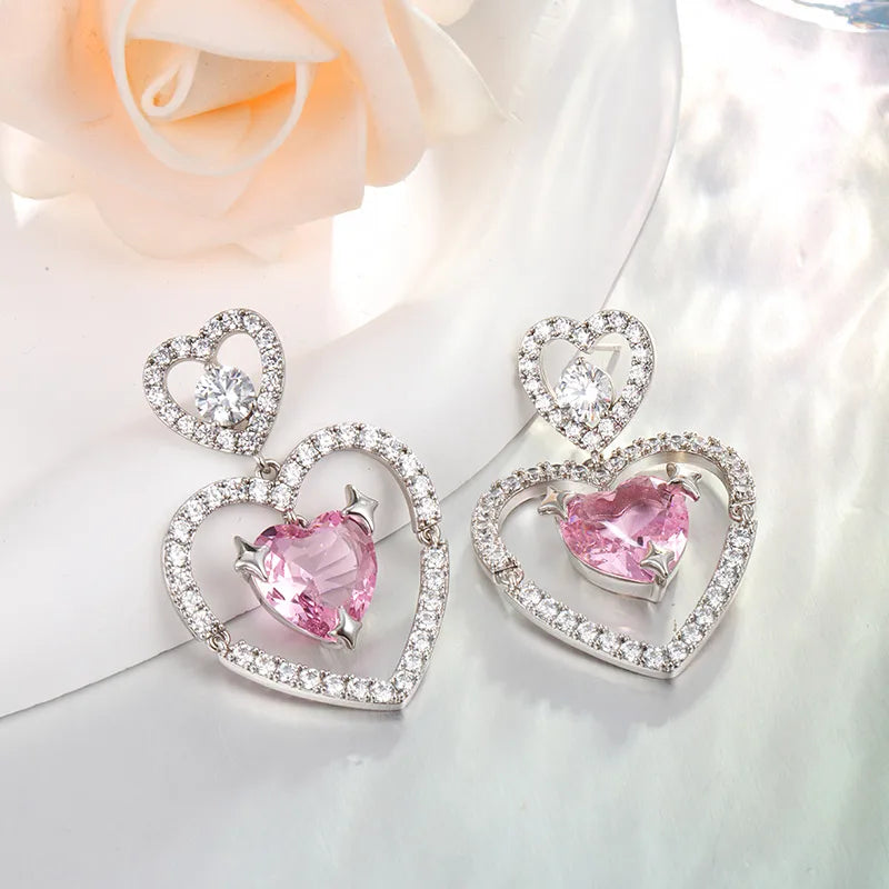 Heart shape dropped earrings