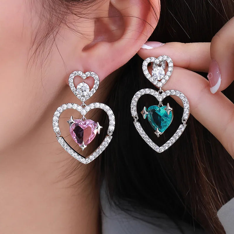 Heart shape dropped earrings