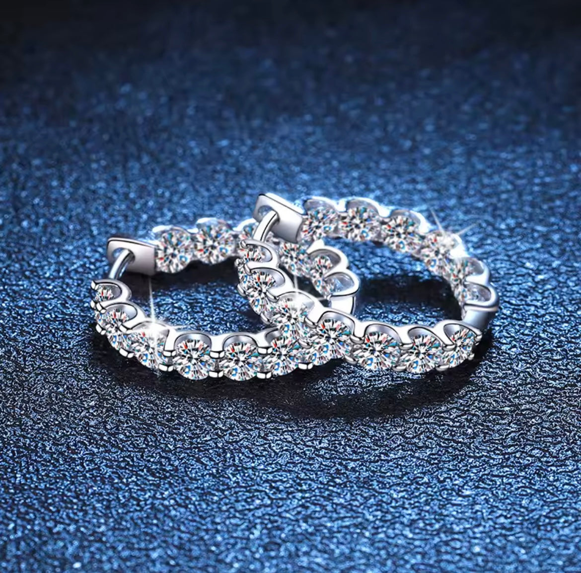 Moissanite Stud Earring 925 Sterling Silver White Gold Hoop