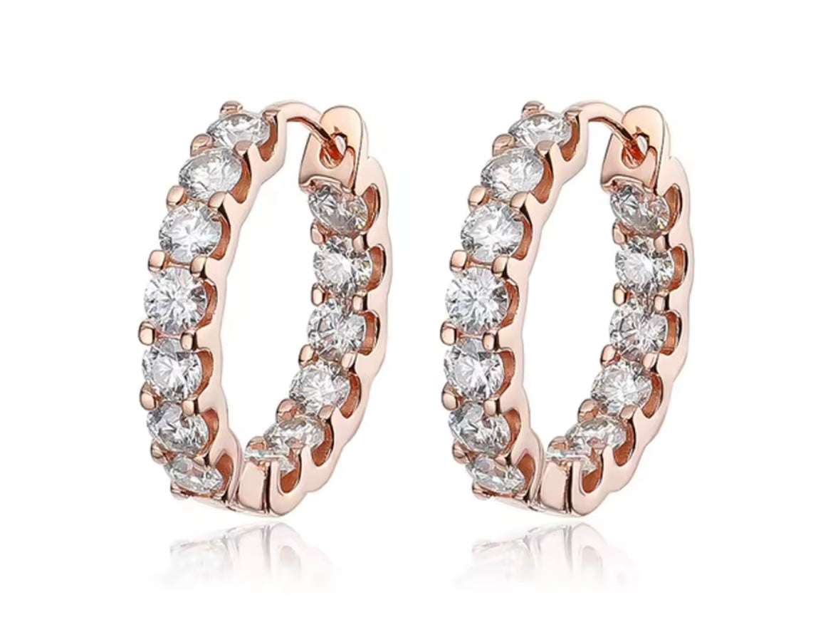 Moissanite Stud Earring 925 Sterling Silver White Gold Hoop