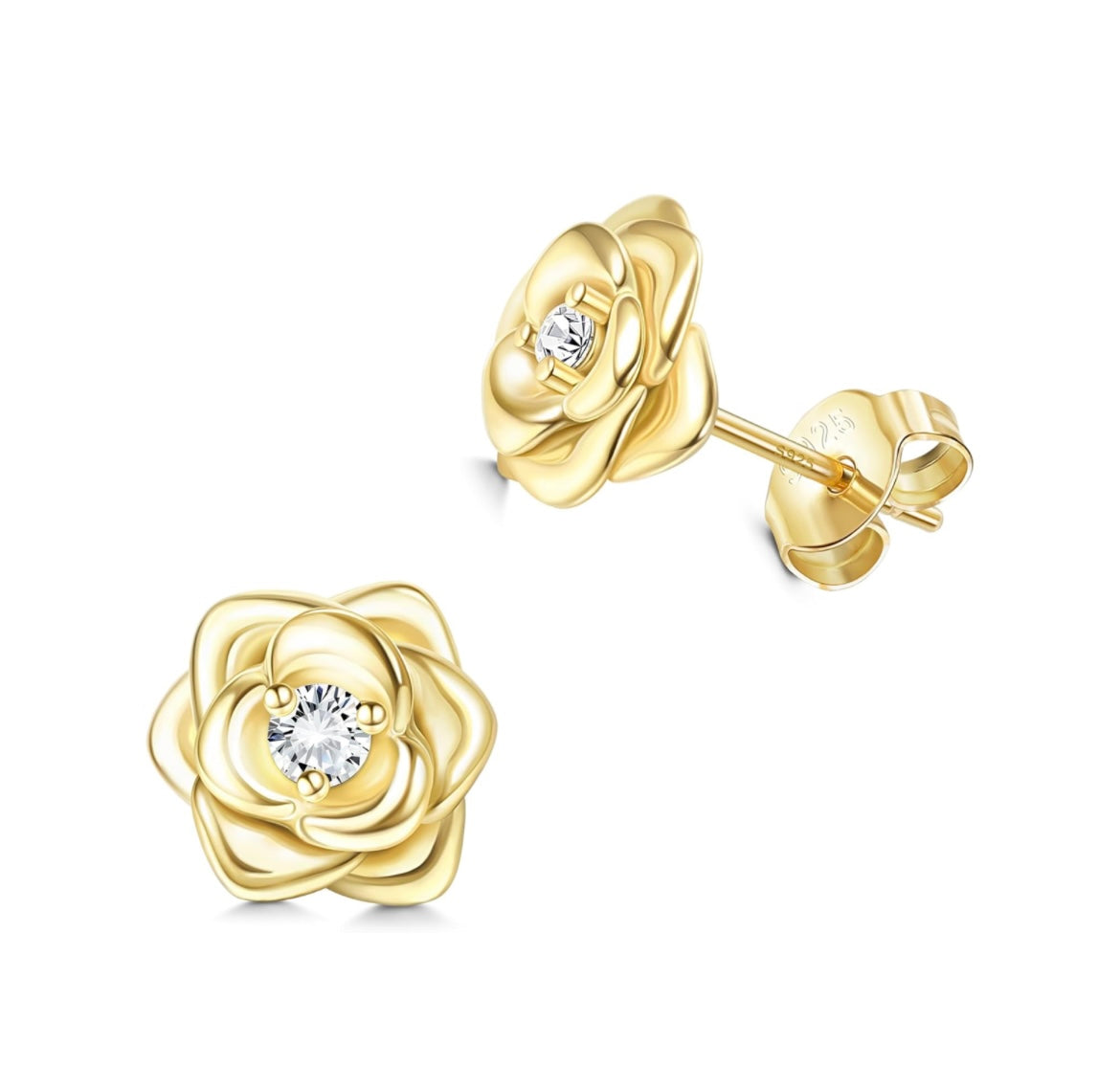 925 Sterling silver rose earrings