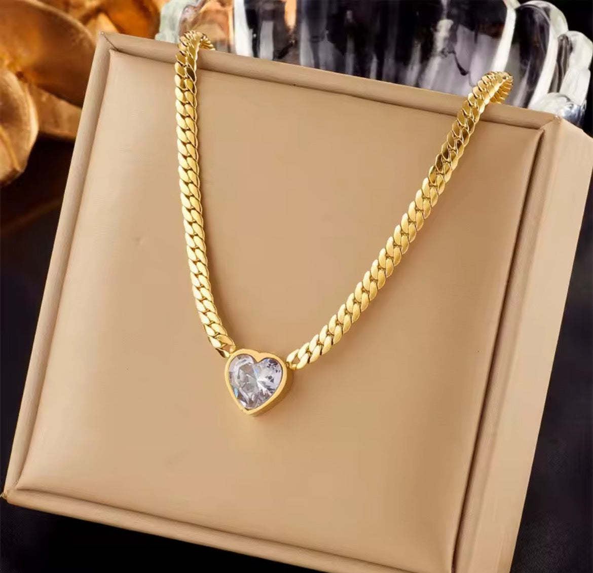 Stainless Steel 14K Gold-Plated Heart Necklace