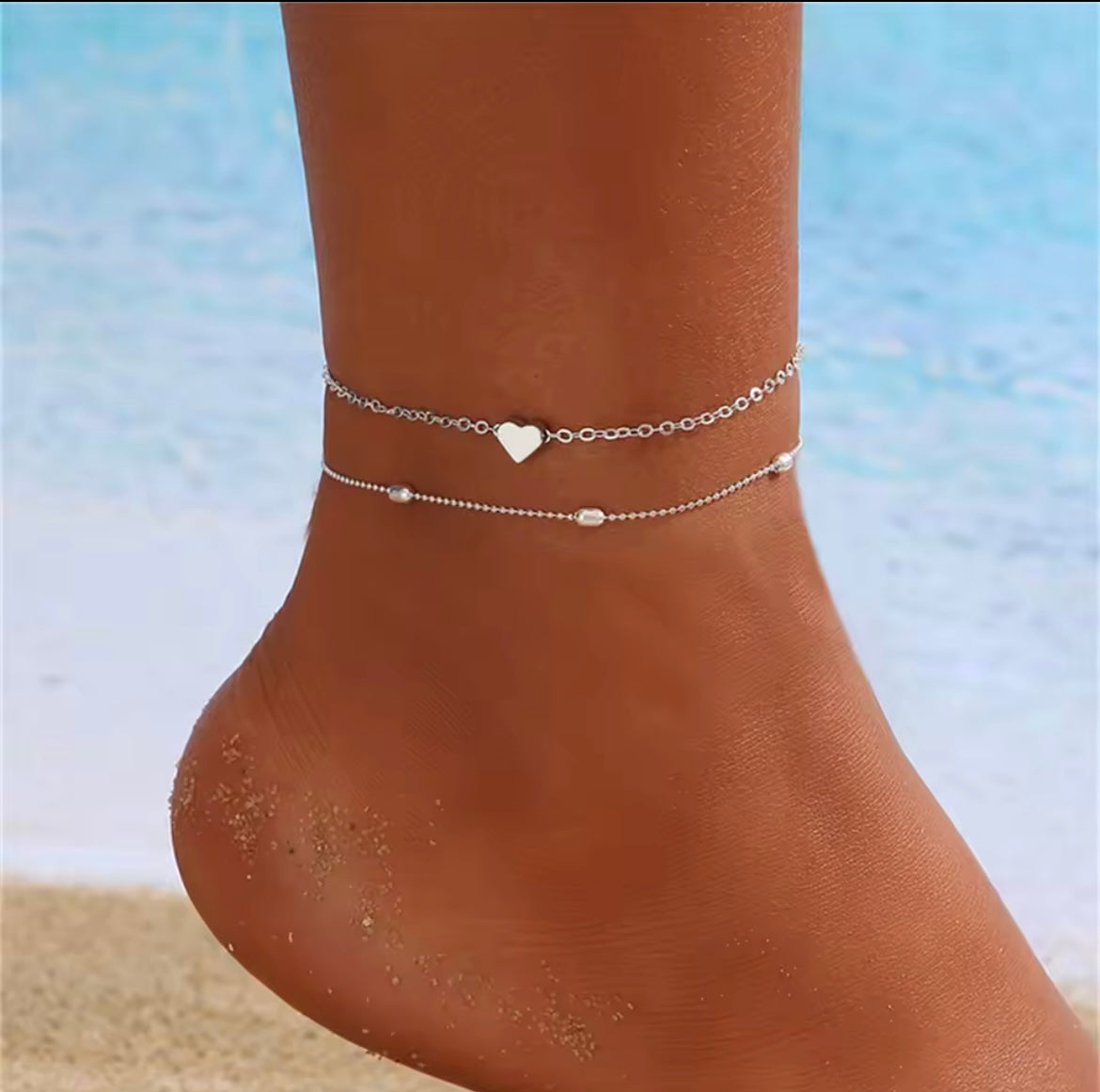 Simple Heart Female Anklets