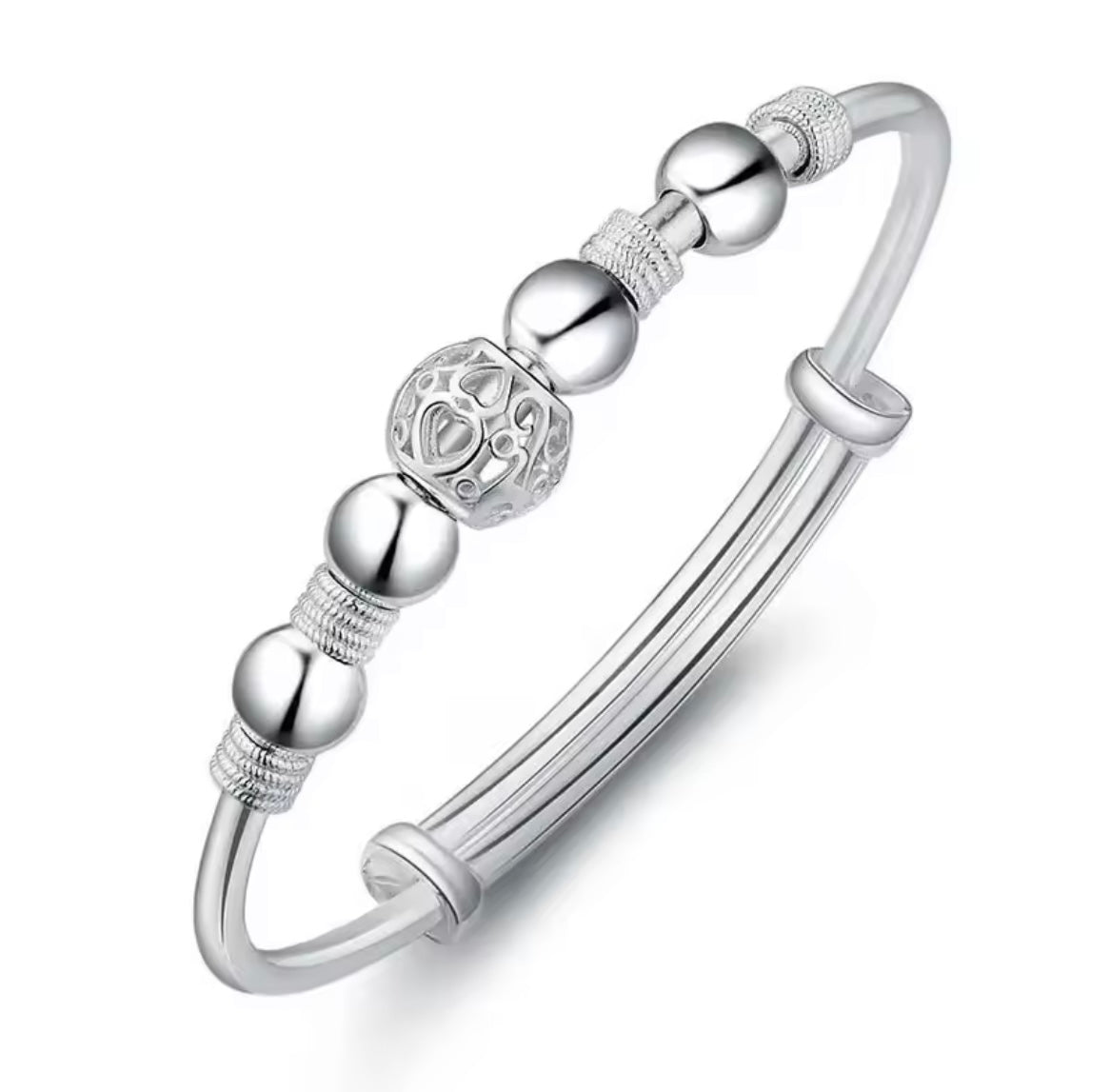 925 Sterling silver charm Bead Bangle bracelet