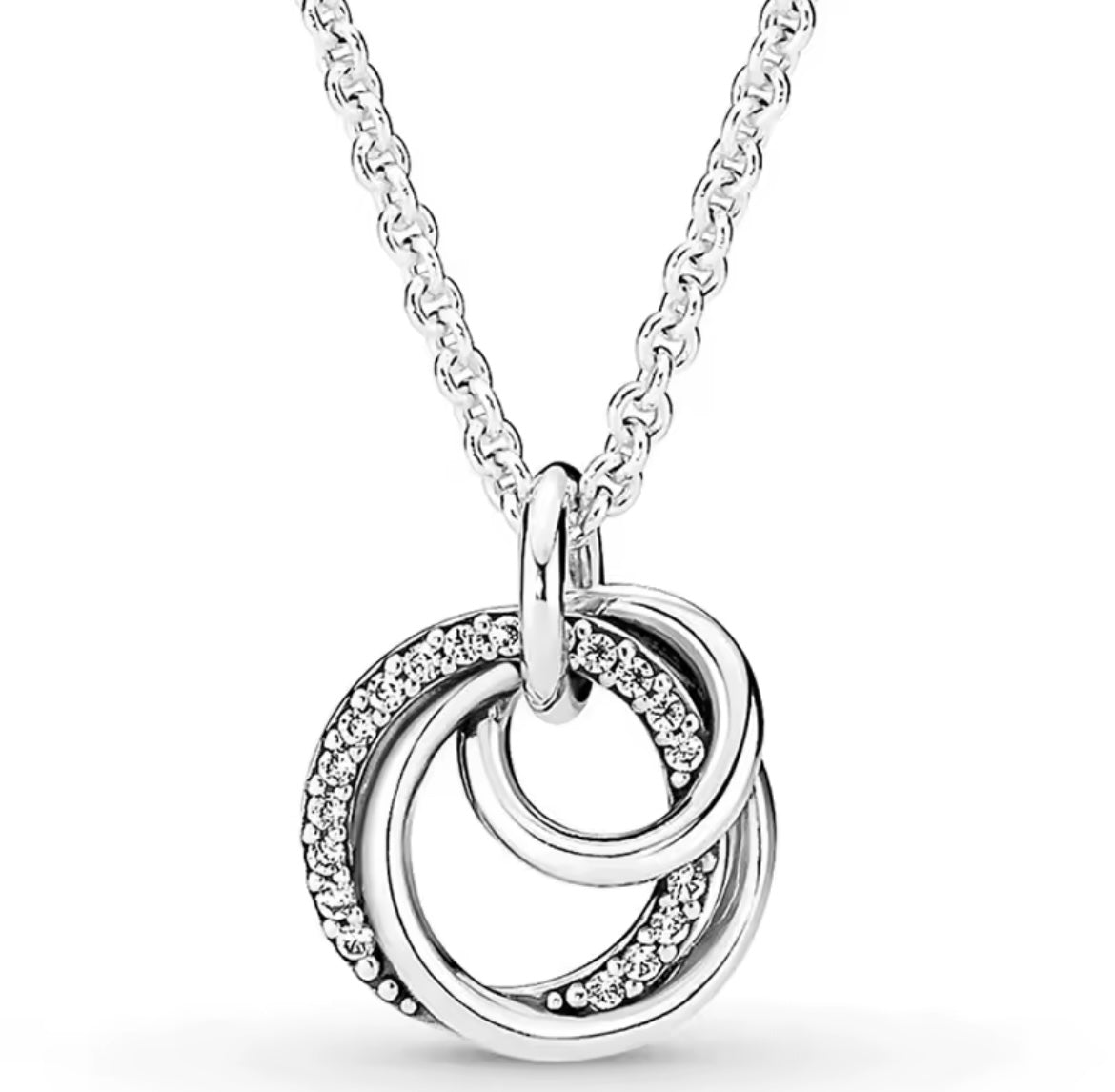 925 Sterling silver Family Always Encircled Earring Necklace set