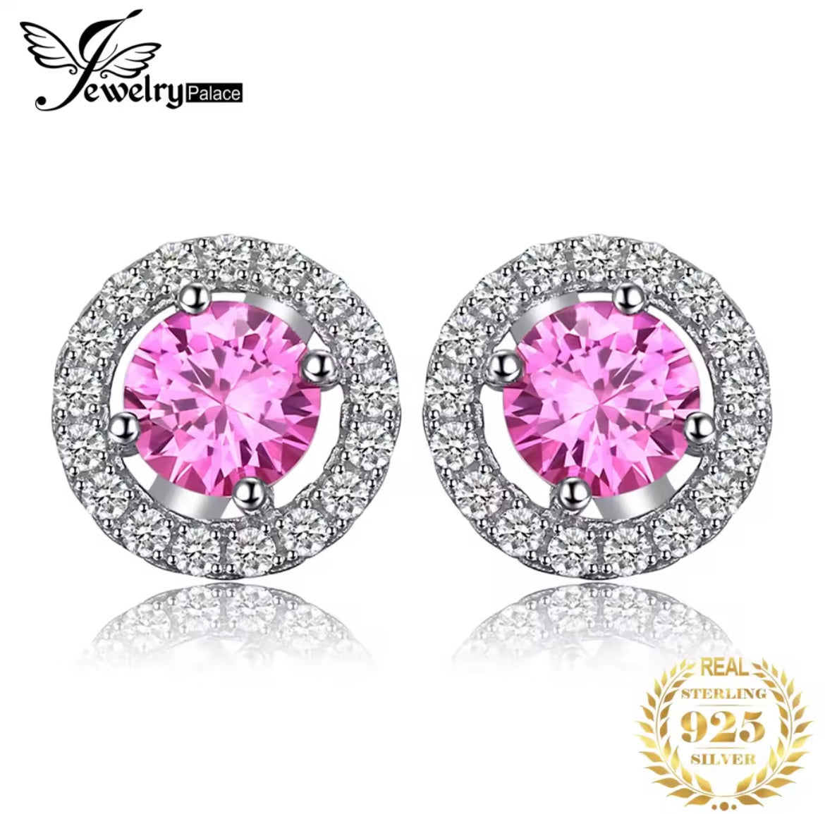 Pink Sapphire 925 Sterling Silver Stud Earrings