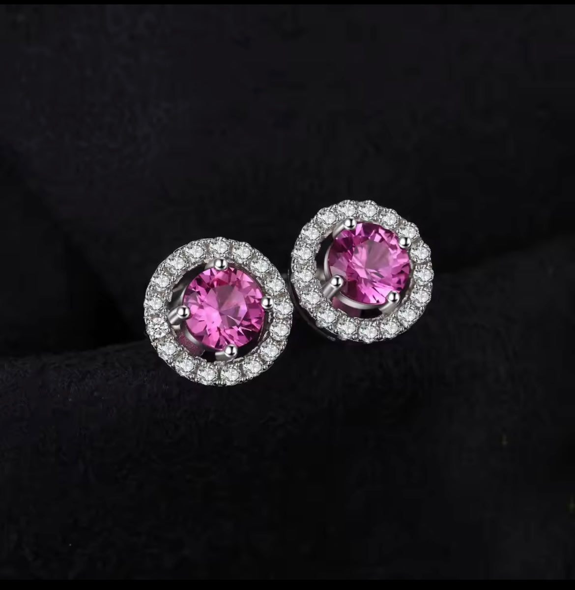Pink Sapphire 925 Sterling Silver Stud Earrings