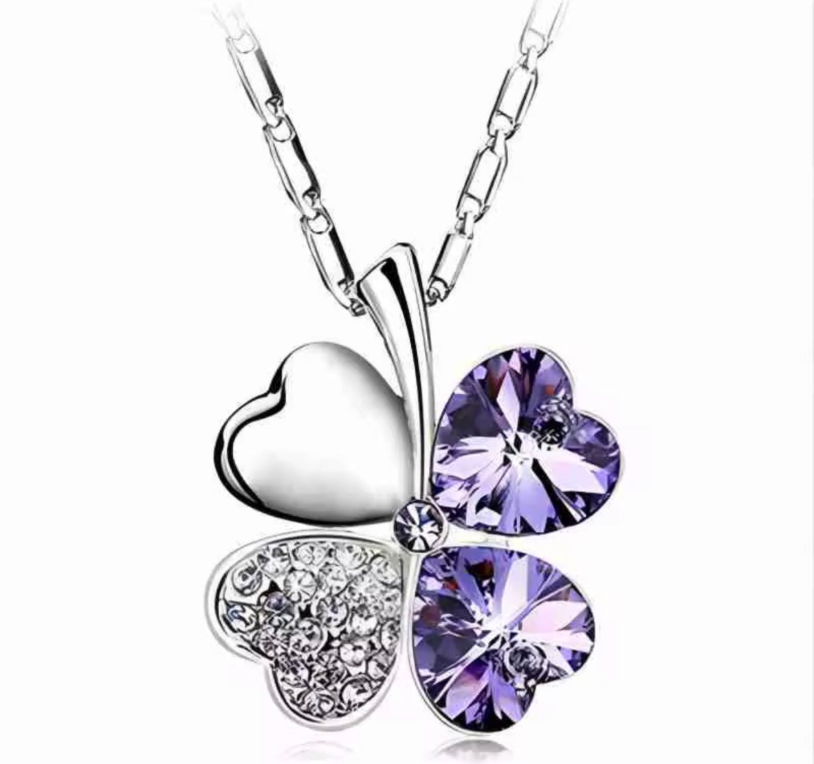 925 Sterling silver crystal Clover necklaces