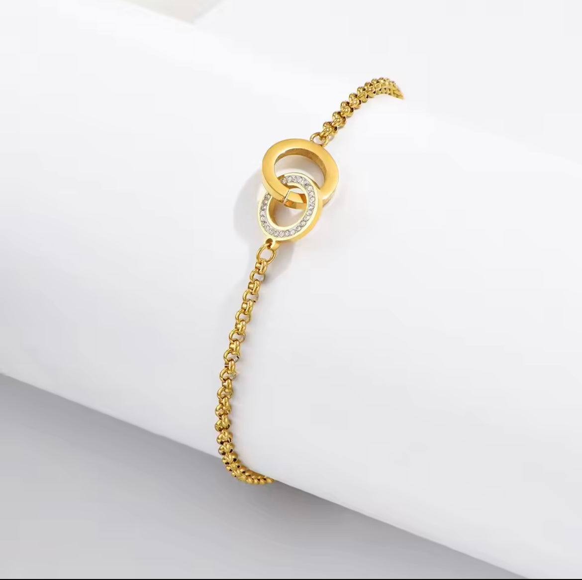 New Classic Round Bracelets Shiny Rhinestone Stainless Steel
