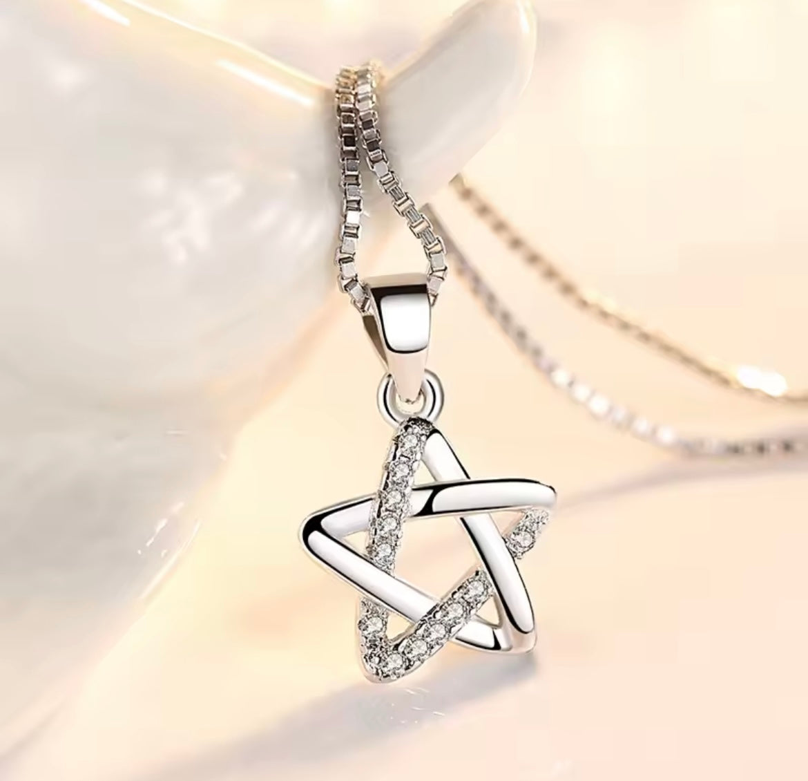 925 Sterling Silver Zircon Star Pendants Necklaces